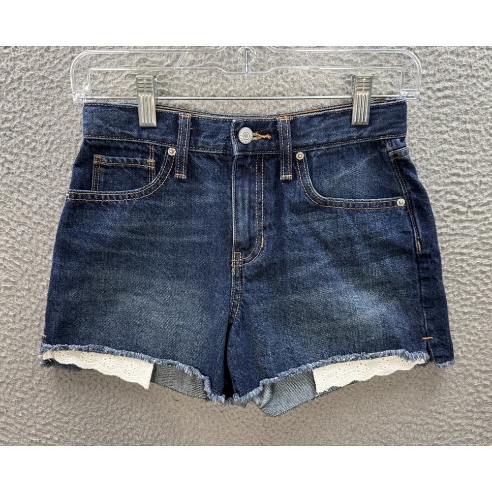 Old Navy Shorts Girls 12 Blue High Rise Cut Off Built Inโ Tough Distressed Denim
